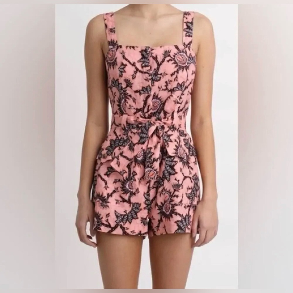 A.L.C. Pink Gilmour Floral Linen Romper